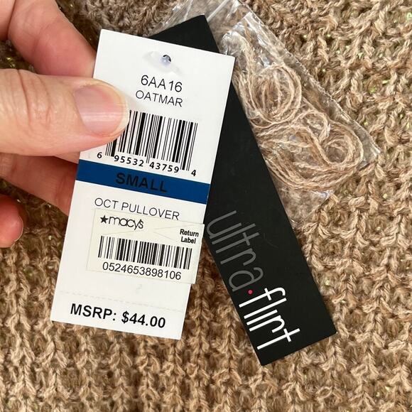 Ultra Flirt Tan Waffle Knit Pullover Sweater Size S. NEW - Picture 5 of 7